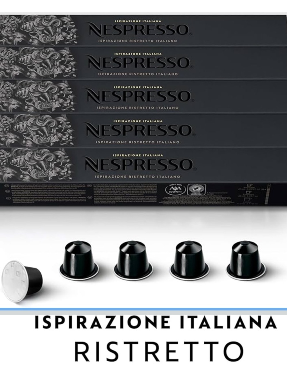 Nespresso Capsules Original Line, Ristretto Intenso, Dark Roast Coffee, 50